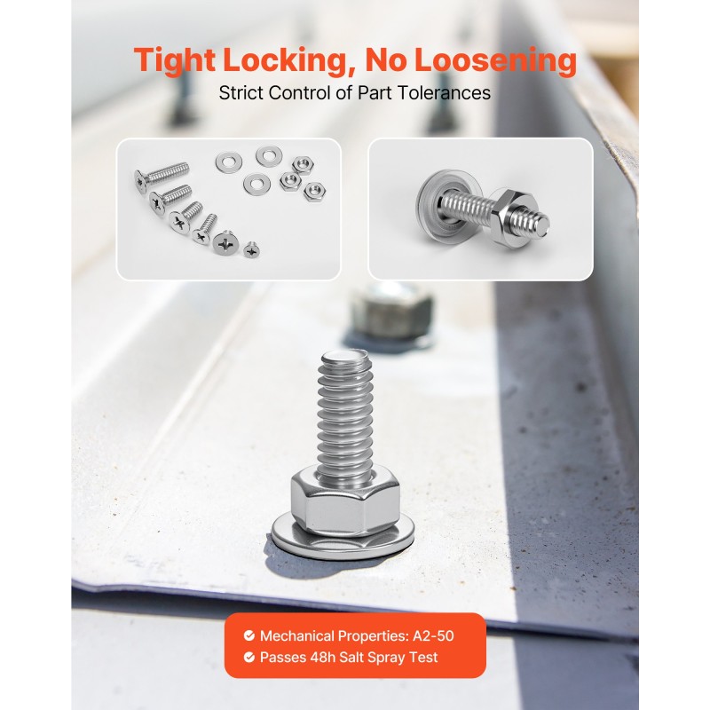 Pultti- ja mutterilajitelma 720 osaa ruostumatonta terästä säilytyslaatikolla