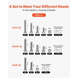 Pultti- ja mutterilajitelma 246 osaa ruostumattomasta teräksestä säilytyslaatikolla