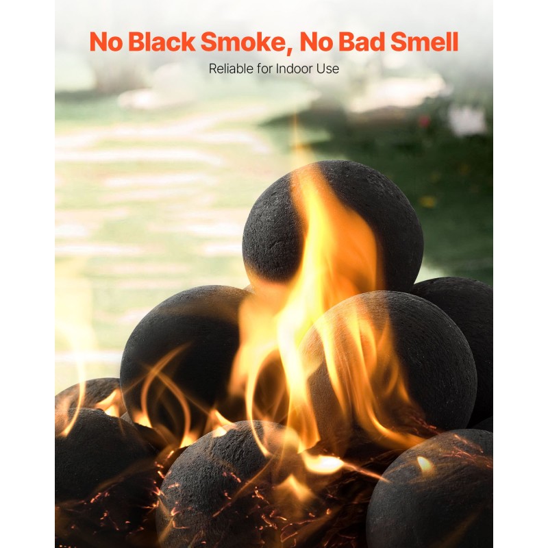 Keraamiset tulipallot keraamisesta kuidusta 76 mm 15 kpl musta sisä- ja ulkokäyttö