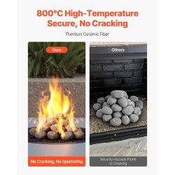 Keraamiset tulikivet 30 kpl keraamista kuitua 50–76 mm sisä- ja ulkokäyttöön