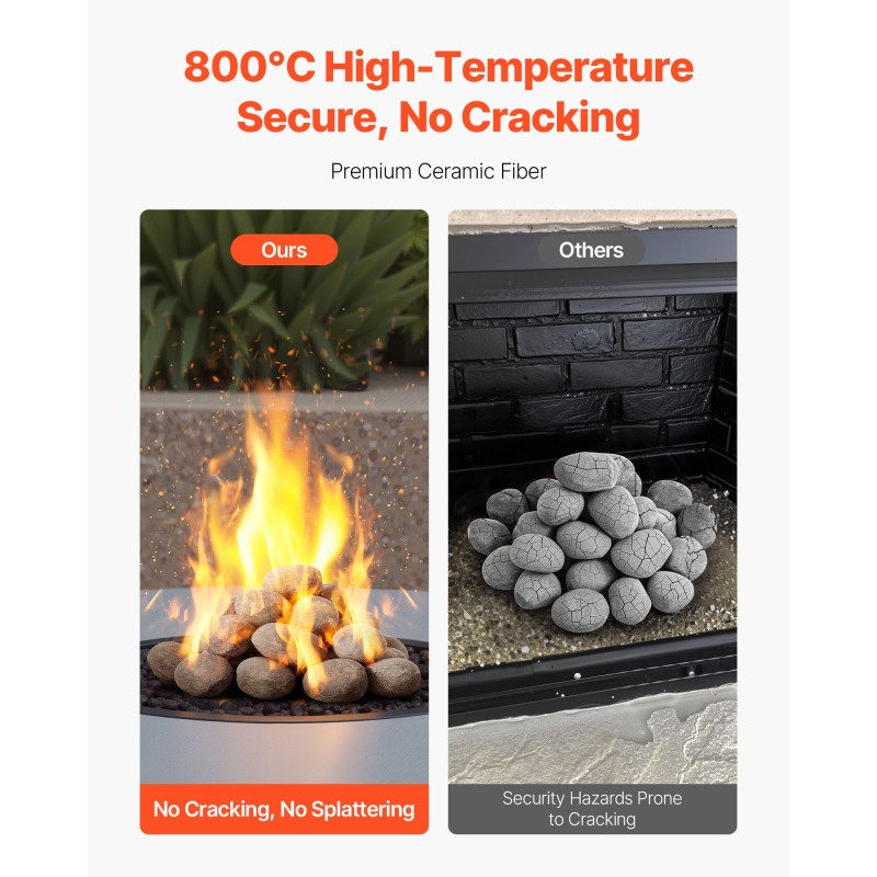 Keraamiset tulikivet 30 kpl keraamista kuitua 50–76 mm sisä- ja ulkokäyttöön