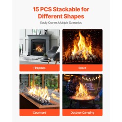 Keraamiset tulikivet keraamisesta kuidusta 48 kpl harmaa takkoihin