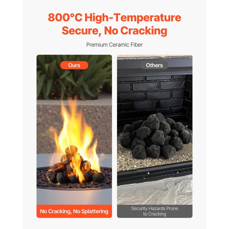 Keraamiset tulikivet keraamisesta kuidusta 25 kpl musta kestää 800 °C