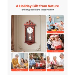 Seinäheilurikello mäntypuu ja MDF kirsikkapuun sävy 589 mm kvartsikoneisto äänetön