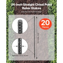 Suorat raudoitustapit 610 mm 12 mm HRB400E terästä 20 kpl musta