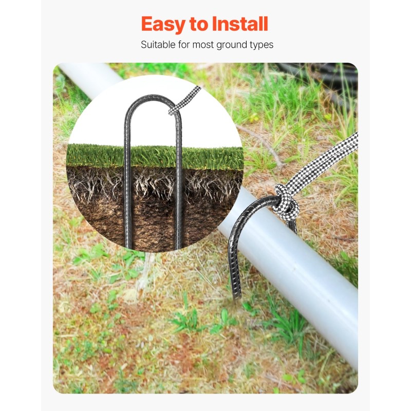 U-muotoiset galvanoidut maakiilat terästä musta pinnoite 254 mm 8 mm 12 kpl