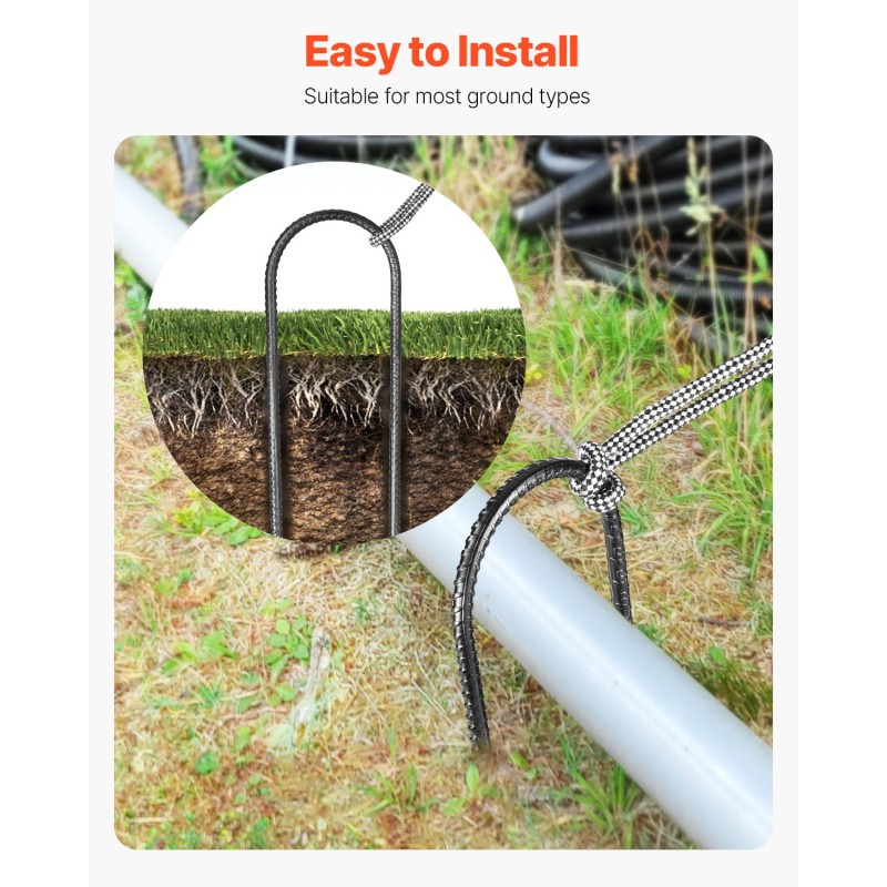 U-muotoiset maakiilat galvanoitua terästä 300 mm 8 mm 8 kpl musta