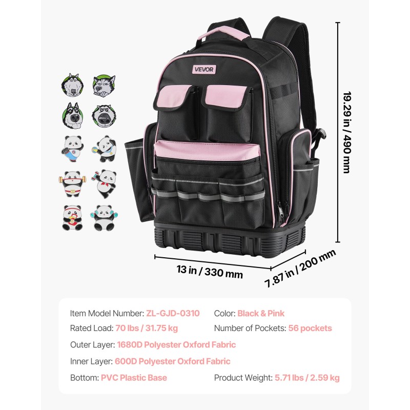 Työreppu 56 taskua 600D ja 1680D polyesteri oxford kangas kannettavalle tietokoneelle