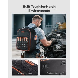 Työreppu 600D polyesterikangas 49 taskua erillisellä läppärilokerolla ja vahvistetulla pohjalla sähköasentajille