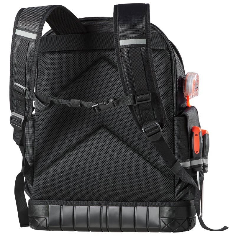 Työkalureppu 64 taskua 1680D ja 600D polyesteri PVC-pohjalla kannettavalle tietokoneelle lokero