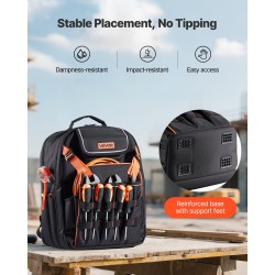 Työreppu 45 taskua 1680D polyesterikangas vahvistettu pohja kannettavan tietokoneen lokero