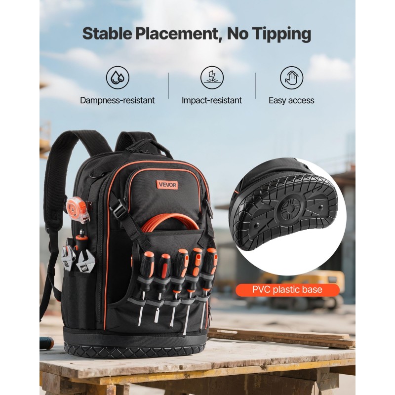 Työreppu kuusikymmentäviisi taskua kestävä polyesteri oxford-kangas erillisellä kannettavan tietokoneen lokerolla muotoiltu