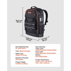 Työreppu kuusikymmentäviisi taskua kestävä polyesteri oxford-kangas erillisellä kannettavan tietokoneen lokerolla muotoiltu