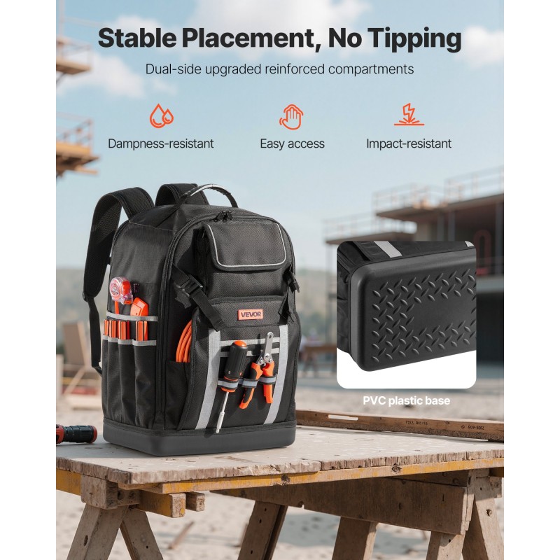 Työkalureppu 56 taskua sähköasentajille 1680D ulkokangas 600D sisäpuoli PVC pohja