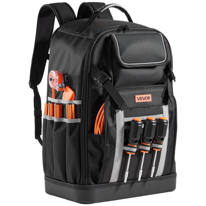 Työkalureppu 56 taskua sähköasentajille 1680D ulkokangas 600D sisäpuoli PVC pohja