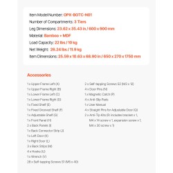 Säilytyskaappi bambusta ja MDF 175 cm korkea kapea wc:n yläpuolelle kolmitasoinen