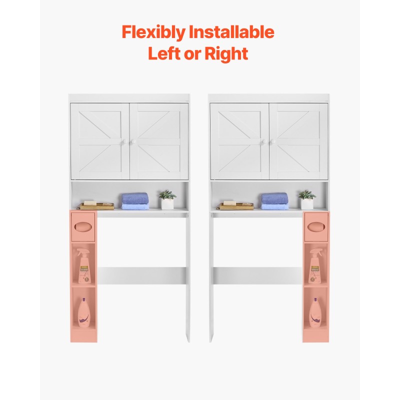 Wc-istuimen yläpuolinen säilytyskaappi lastulevy ja MDF-levy 171 cm 3 tasoa valkoinen