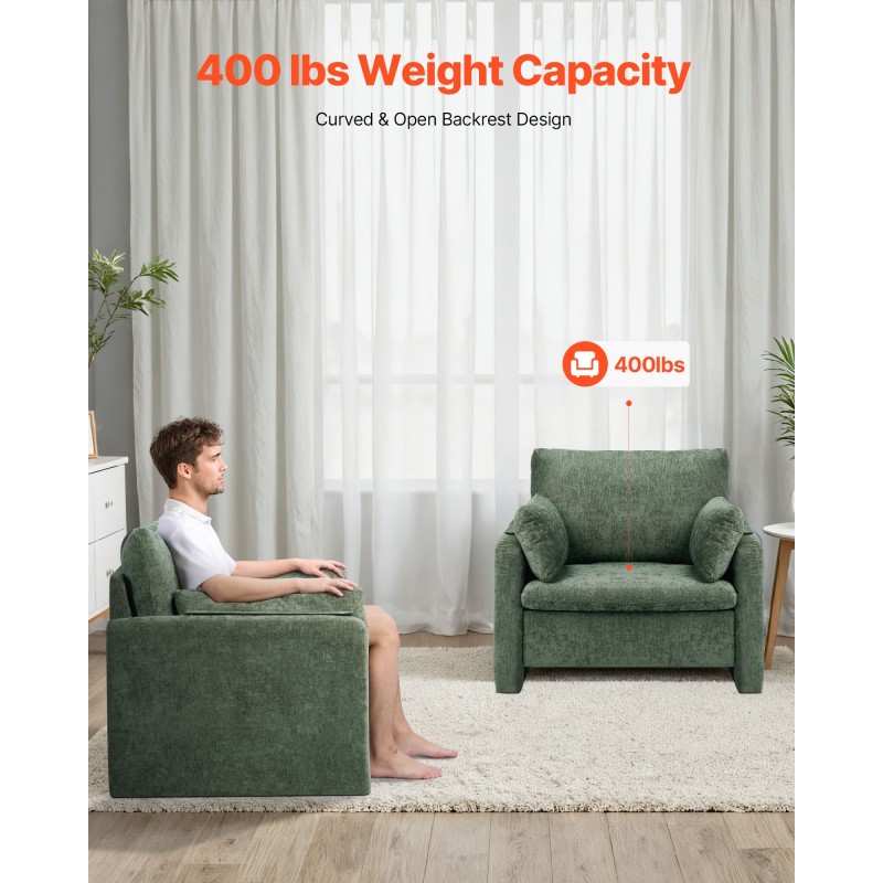 Kangaspäällysteinen nojatuoli tummanvihreä mänty ja teräsrunko irrotettava päällinen