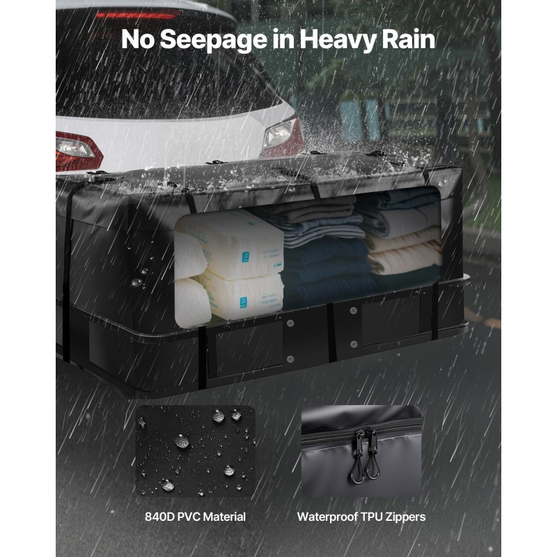 Vetokoukun tavaralaukku noin 566 l PVC-pinnoitettu vedenpitävä musta