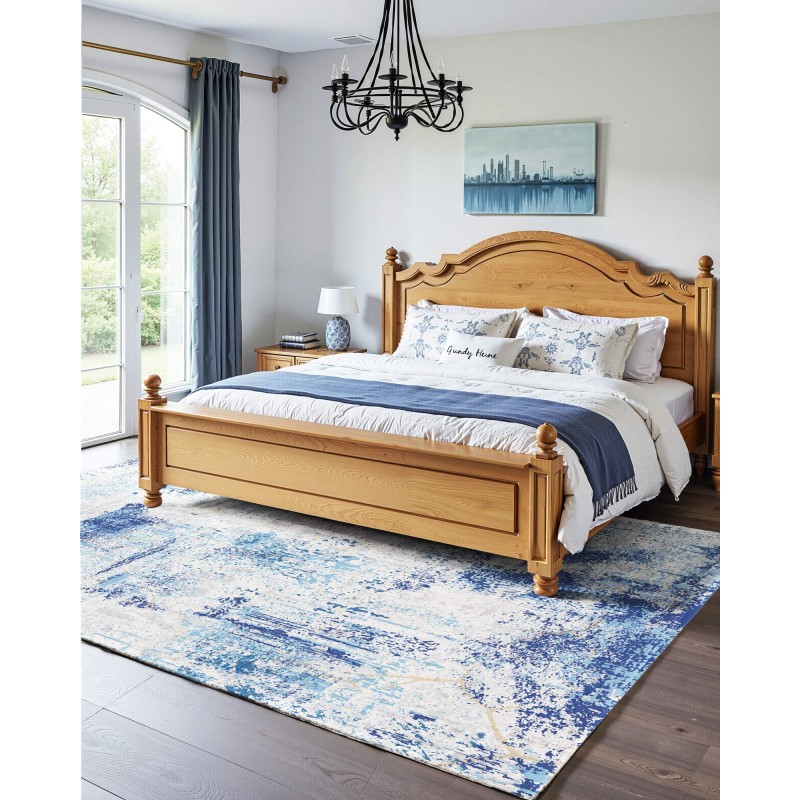 Matto tekokashmir 152 x 213 cm sininen pehmeä liukumaton tausta