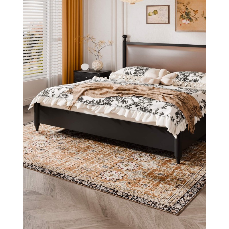 Aluematto 360 g tekokashmir 1829 x 2743 mm pesunkestävä liukumaton ruskea-vihreä retrotyylinen