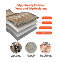 Aluematto 360 g tekokashmir 1829 x 2743 mm pesunkestävä liukumaton ruskea-vihreä retrotyylinen