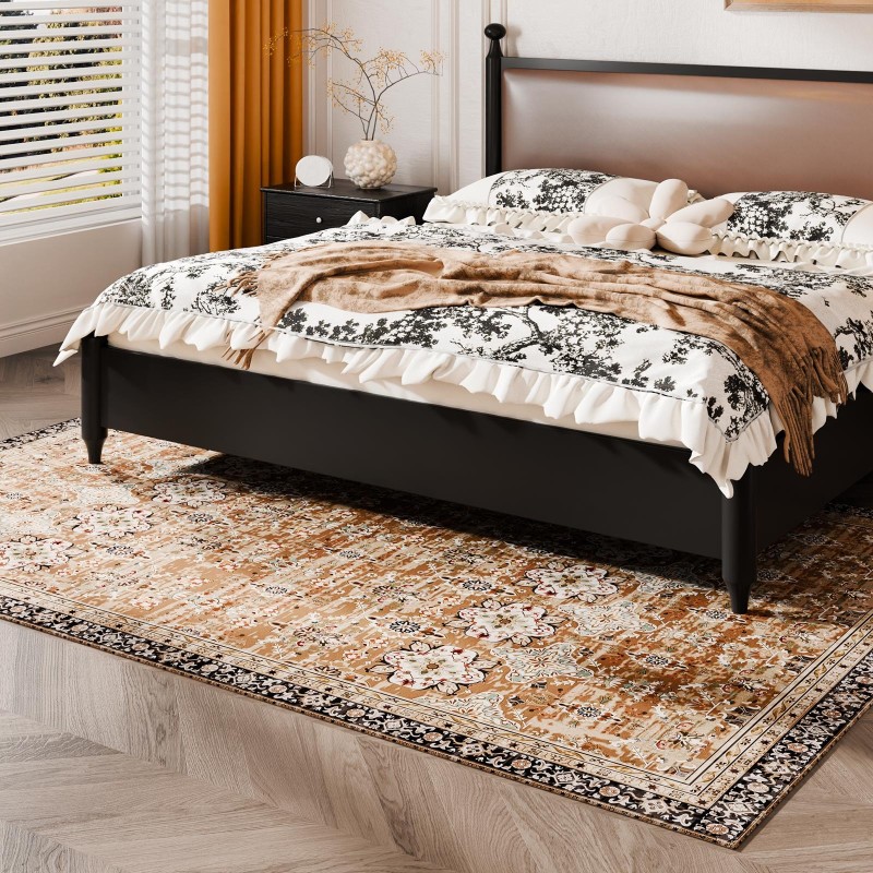 Aluematto 360 g tekokashmir 1829 x 2743 mm pesunkestävä liukumaton ruskea-vihreä retrotyylinen