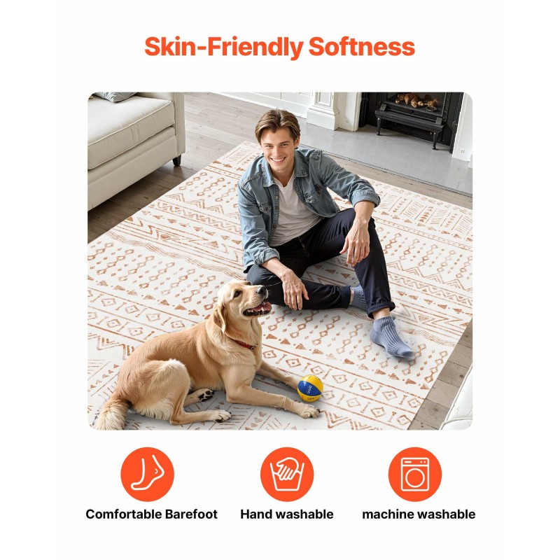 Matto 1524×2438 mm 6 mm tekokashmirilla liukuestetaustalla beige