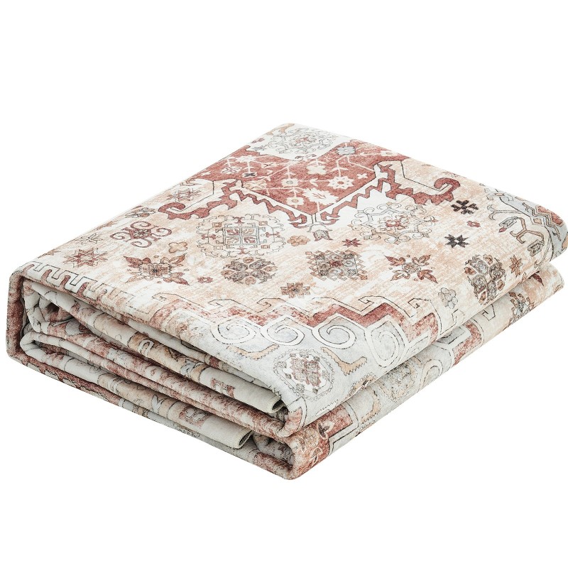 Matto 2439 x 3048 mm konepestävä keinotekoinen kashmir liukuestopohja ruskea-punainen