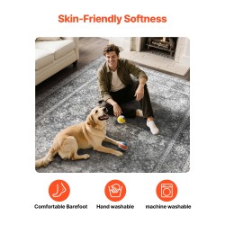 Alueellinen matto keinokashmir 2439 x 3048 mm harmaa liukumaton pestävä