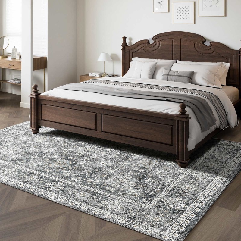 Alueellinen matto keinokashmir 2439 x 3048 mm harmaa liukumaton pestävä