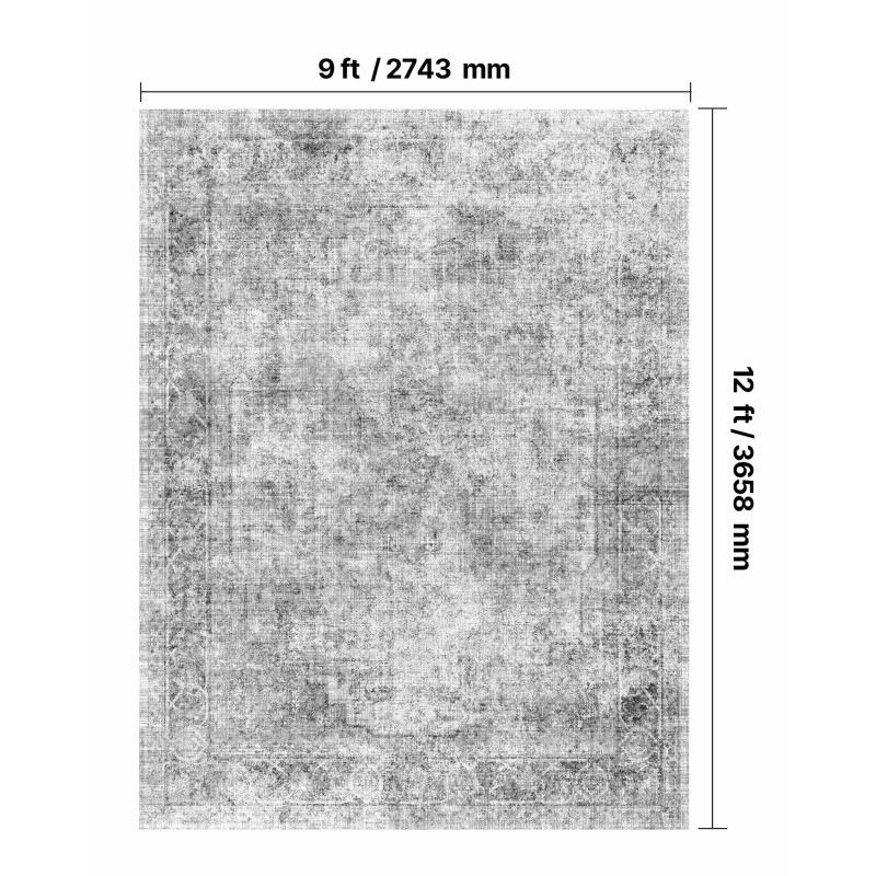 Matto keinokasmir 274 x 366 cm boheemi harmaa TPR-pohja liukumaton
