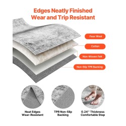 Matto keinokasmir 274 x 366 cm boheemi harmaa TPR-pohja liukumaton