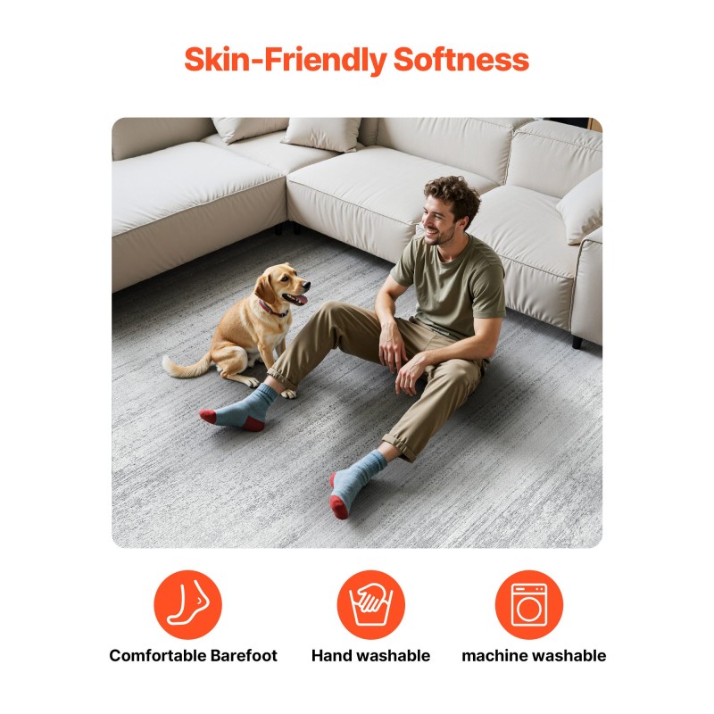 Matto sisäkäyttöön harmaa 3048 x 4267 mm tekokashmir TPR-pohjainen pestävä