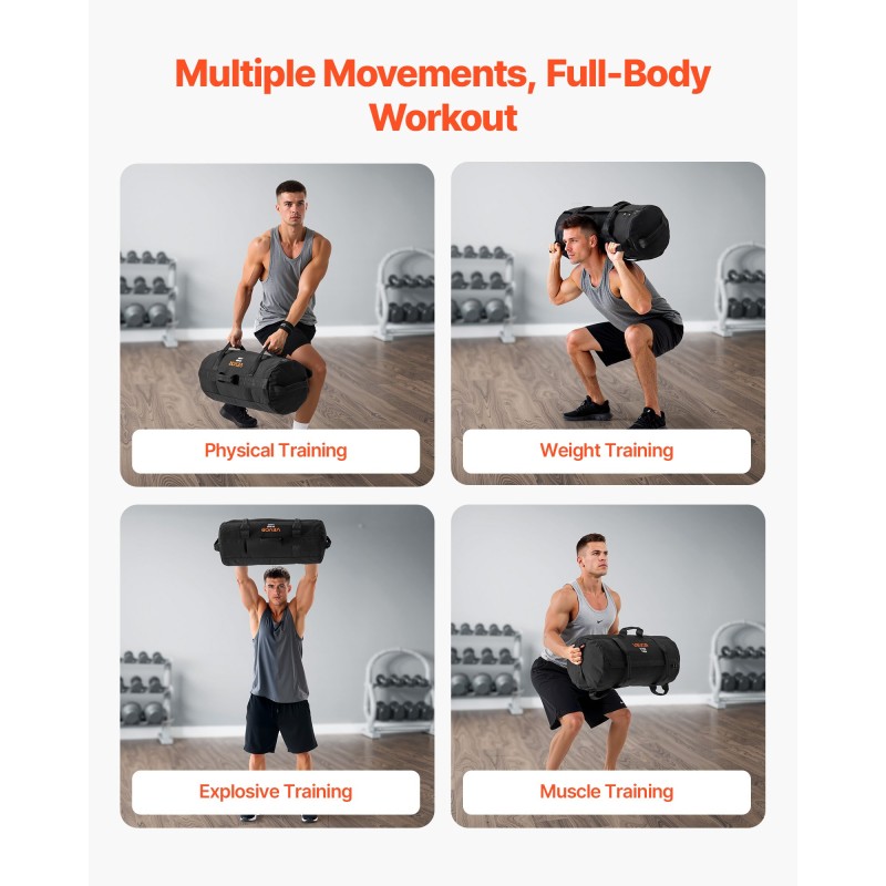 Harjoittelusäkki hiekkatäytteelle nylon Cordura 1050D ja polyesteri 1000D 11–34 kg musta