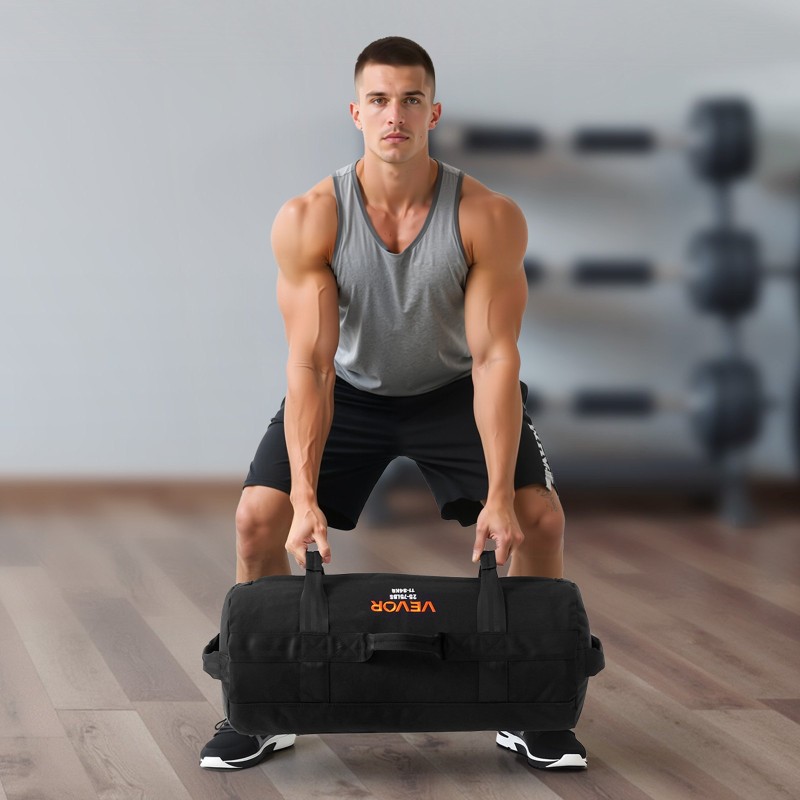 Harjoittelusäkki hiekkatäytteelle nylon Cordura 1050D ja polyesteri 1000D 11–34 kg musta