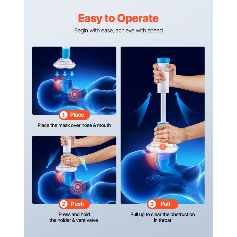 Tukehtumisen ensiapulaite muovista mekaaninen imu kaksi maskia