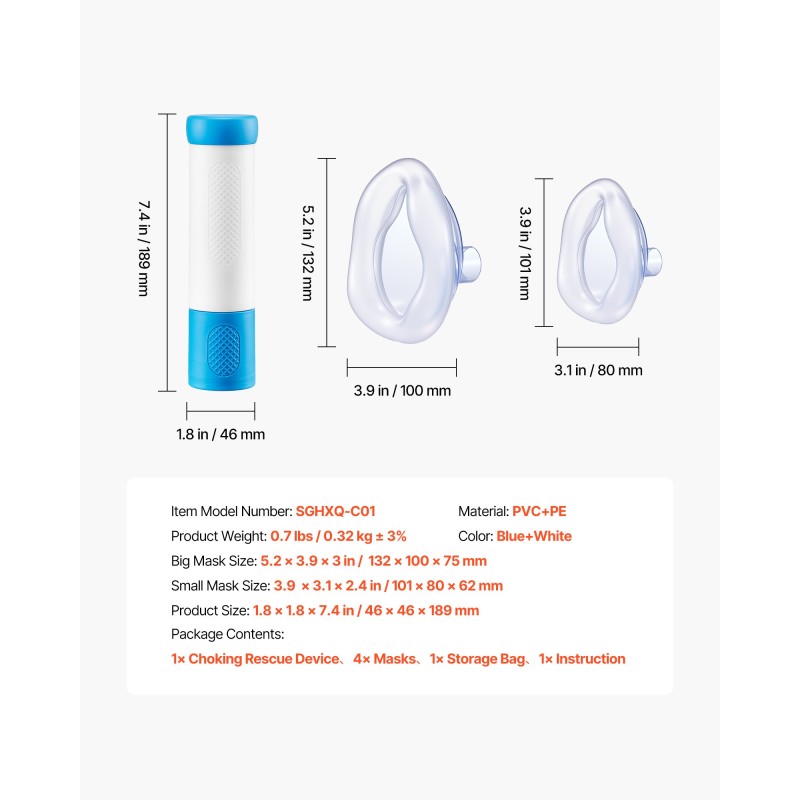 Tukehtumisen ensiapulaite muovista mekaaninen imu kaksi maskia