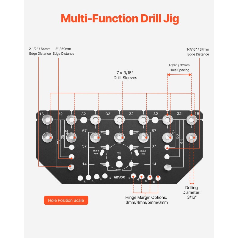 Porausjigi alumiiniseos 223x100x5 mm 2 poranterää hyllyjen ja saranoiden asennukseen