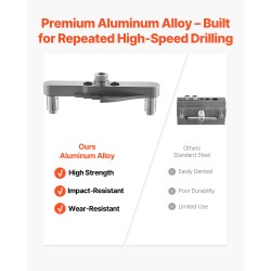 Tappiporausohjainsetti alumiiniseosrunko puutyöhön kolmella poraholkilla ja porarajoittimilla