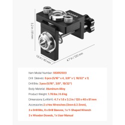 Tappijigisarja kolmitoiminen alumiiniseosrunko poranterät 6,4 7,9 15 mm puutöihin