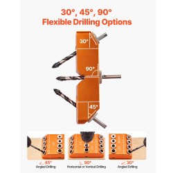 Monikulmainen poraohjain alumiinirunko 30° 45° ja 90° kulmilla kaksitoista poraholkia