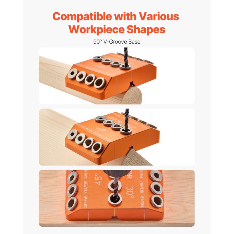 Monikulmainen poraohjain alumiinirunko 30° 45° ja 90° kulmilla kaksitoista poraholkia