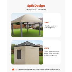 Paviljongin talvipeite 180G PE 3,05×3,05 m sivuseinillä ja ikkunoilla beige