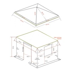 Paviljongin talvipeite 180G PE 3,05×3,05 m sivuseinillä ja ikkunoilla beige