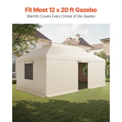 Talvisuojapeite paviljongille 180G PE-pressu 3,66 x 6,10 m kaksikerroksinen beige