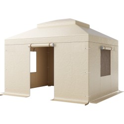 Paviljongin talvikate kaksikerroksiselle 180G PE-materiaali vedenpitävä 3,05×3,65 m beige