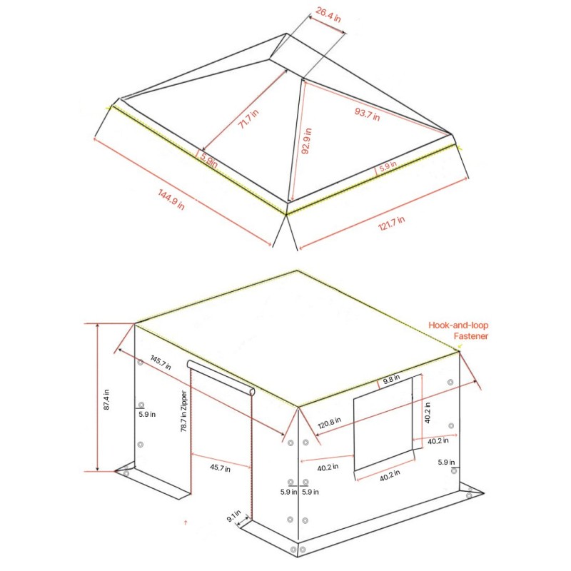 Talvipaviljongin suojapeite 180 g PE-pressu 3,07 x 3,67 m beige