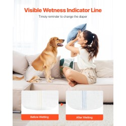 Kertakäyttöiset vaipat narttukoirille koko M 96 kpl 360 asteen vuotosuoja kosteusindikaattorilla