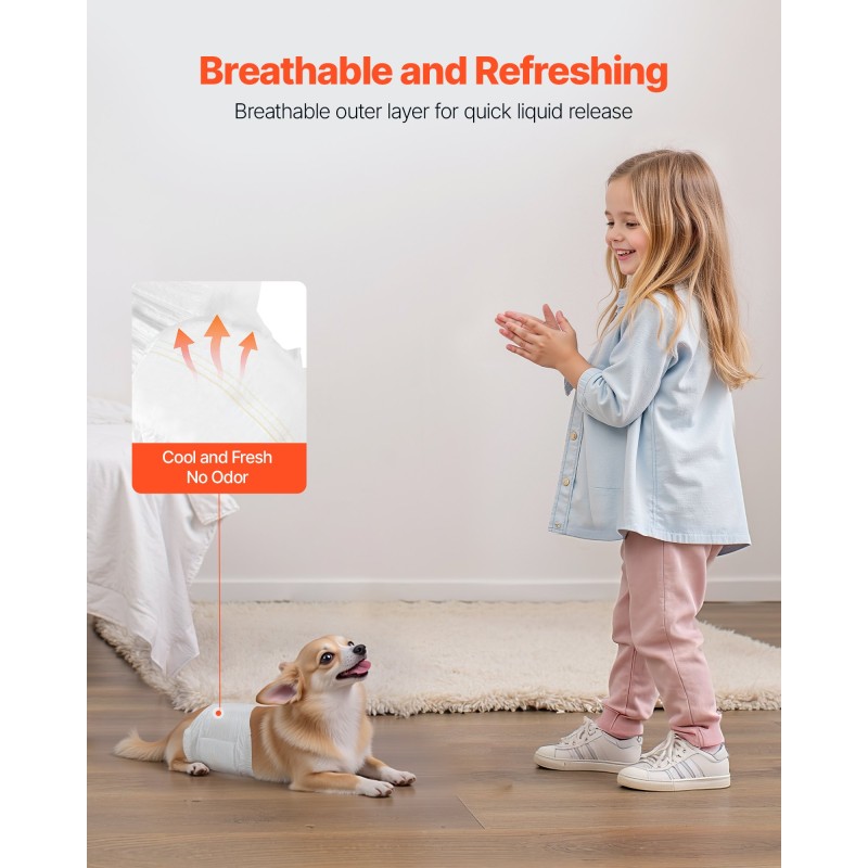 Kertakäyttöiset uroskoirien vaipat XS vyötärö 15–33 cm 144 kpl imukykyisellä ytimellä